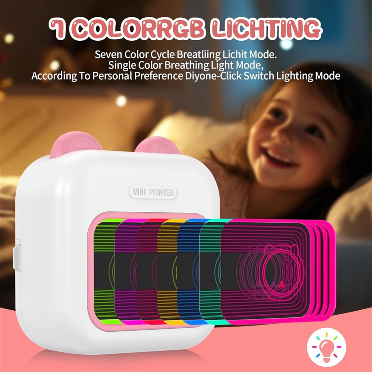 Mini Sticker Printer RGB Light - đánh giá và giá Mini Pocket Thermal Printer Paper Roll
