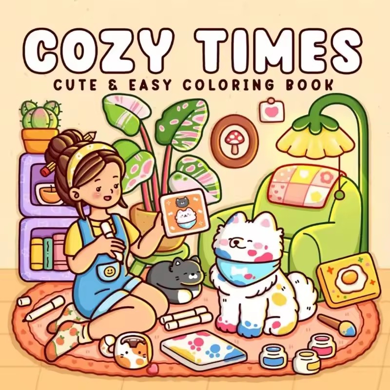 Cozy Time Cute & Easy Coloring - đánh giá và giá Adult Coloring Book Stress Relief